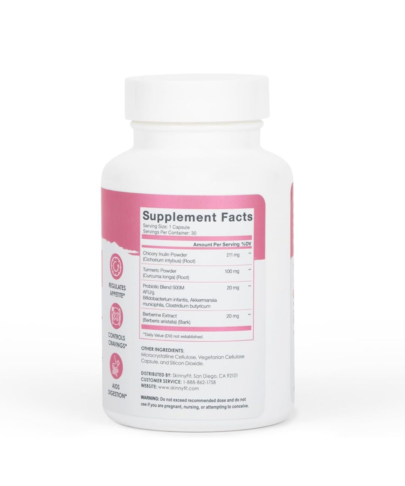 SkinnyFit - GLP-1 Natural Probiotic Supplement (30 Servings) - Weight & Fitness Goals - Cravings, Appetite & Digestion - Berberine & Probiotics - Non GMO, Gluten Free & Dairy Free - Beauty & Body Care