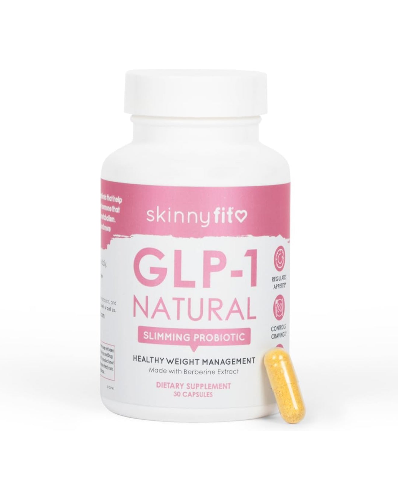 SkinnyFit - GLP-1 Natural Probiotic Supplement (30 Servings) - Weight & Fitness Goals - Cravings, Appetite & Digestion - Berberine & Probiotics - Non GMO, Gluten Free & Dairy Free - Beauty & Body Care