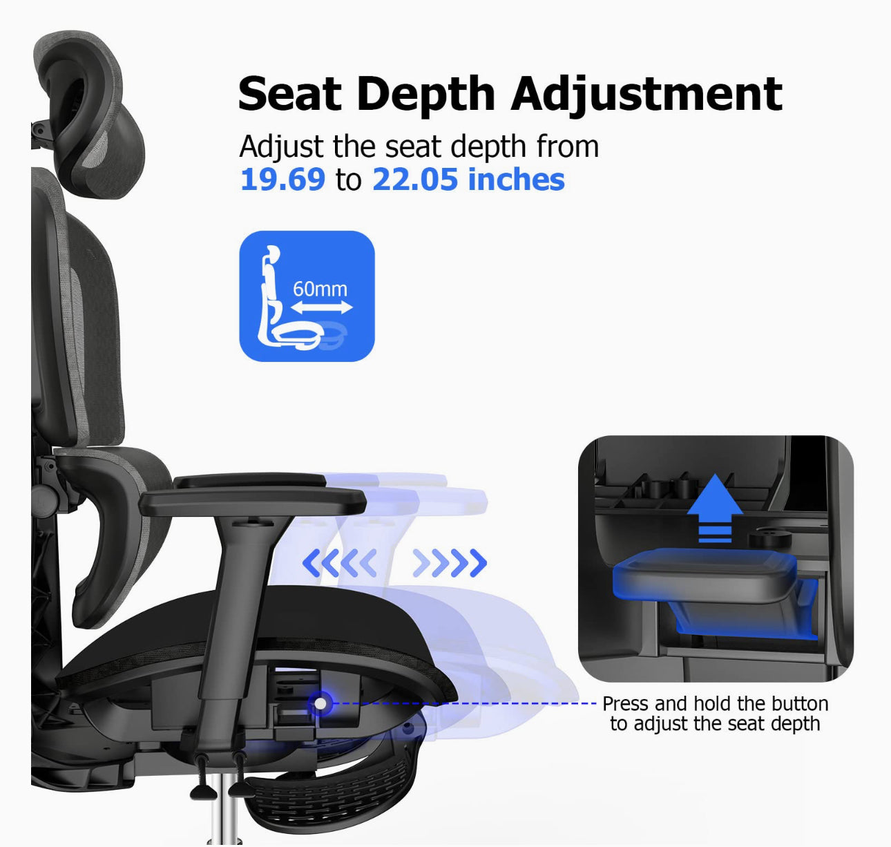 PatioMage Ergonomic Mesh Office Chair with 3D Adjustable Armrest,High Back Desk Computer Chair Ergo3d Ergonomic Office Chair with Wheels for Home