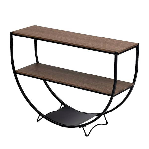 50 in. Brown Standard Half Moon Wood Console Table with Storage