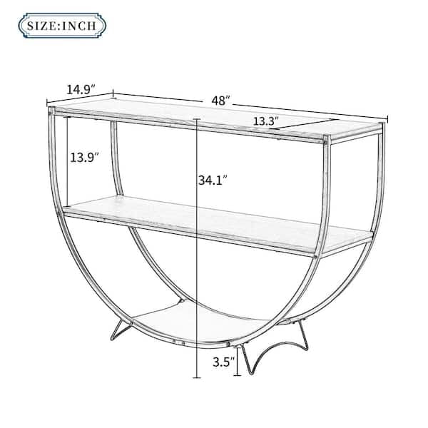 50 in. Brown Standard Half Moon Wood Console Table with Storage