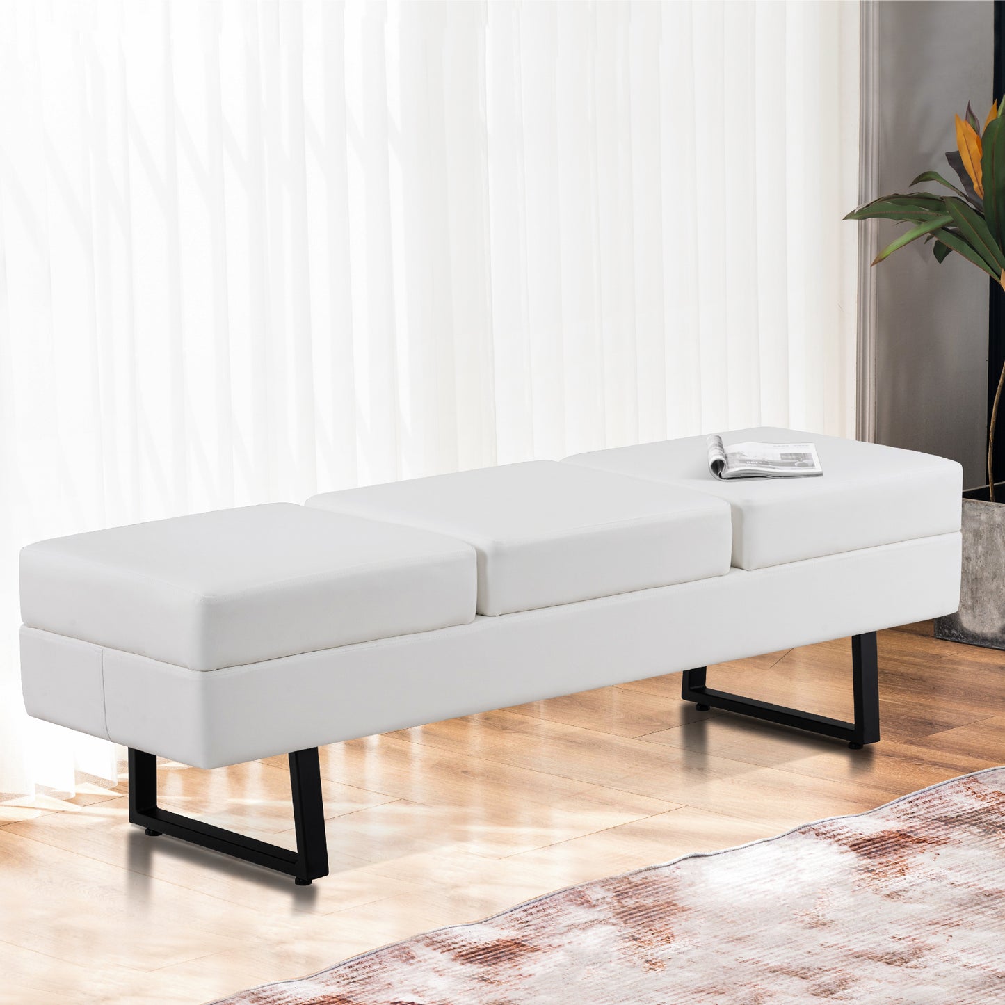 Reception Bench Leather - White