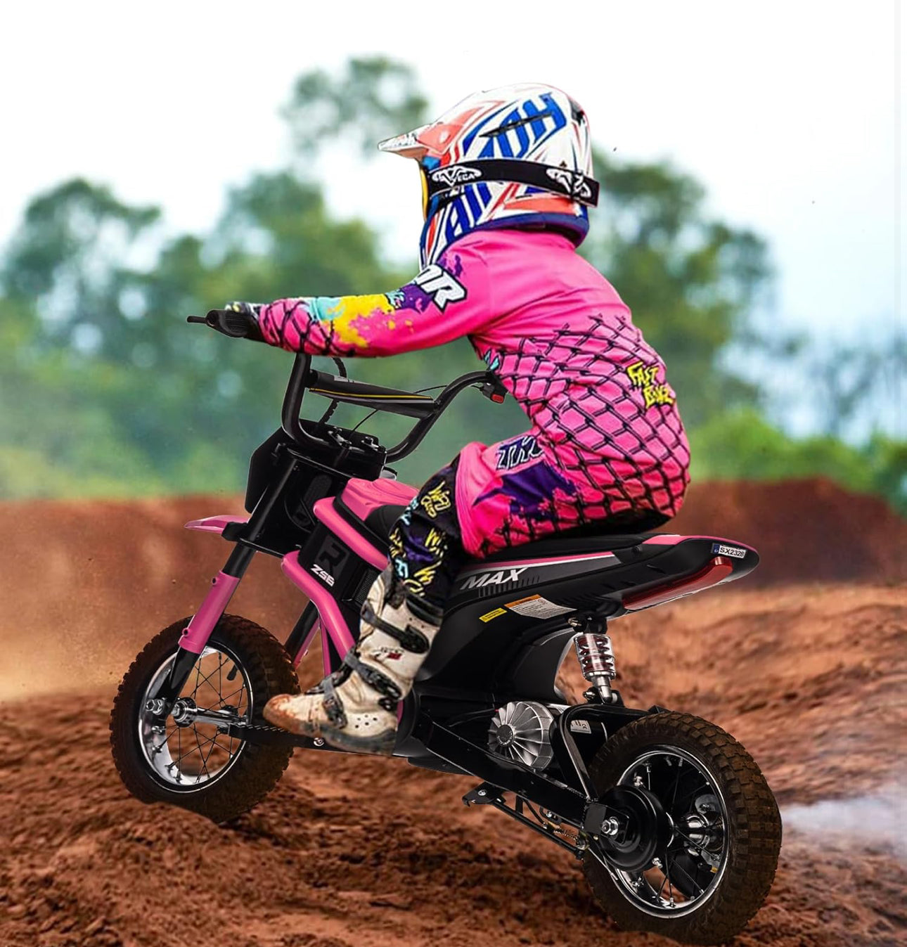 Hetoy 24V Electric Dirt Bike for Kids, 350W Kids Electric Motorcycle, Up to 14.29 MPH, 2-Speed Modes