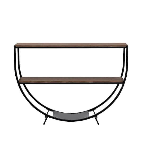 50 in. Brown Standard Half Moon Wood Console Table with Storage