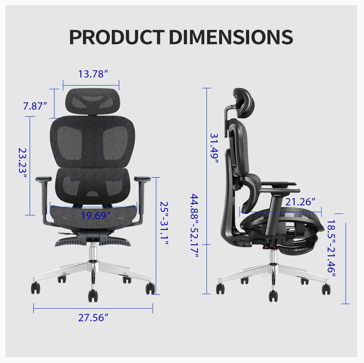 PatioMage Ergonomic Mesh Office Chair with 3D Adjustable Armrest,High Back Desk Computer Chair Ergo3d Ergonomic Office Chair with Wheels for Home