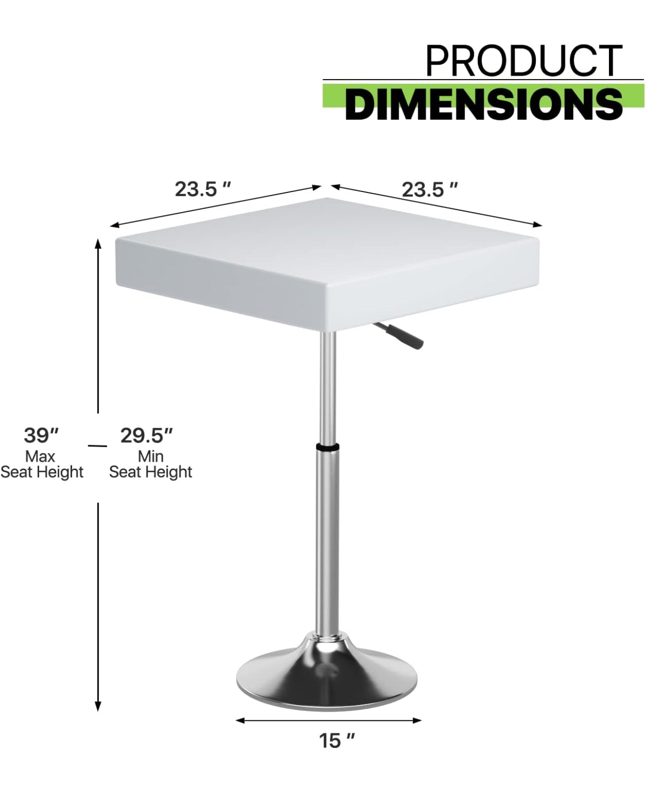 Magshion LED Cocktail Tables Outdoor Light Up Bar Table 24" Square Bistro Coffee Table, 29.5''- 39" Adjustable Height 16 RGB Changing-Color Pub Table